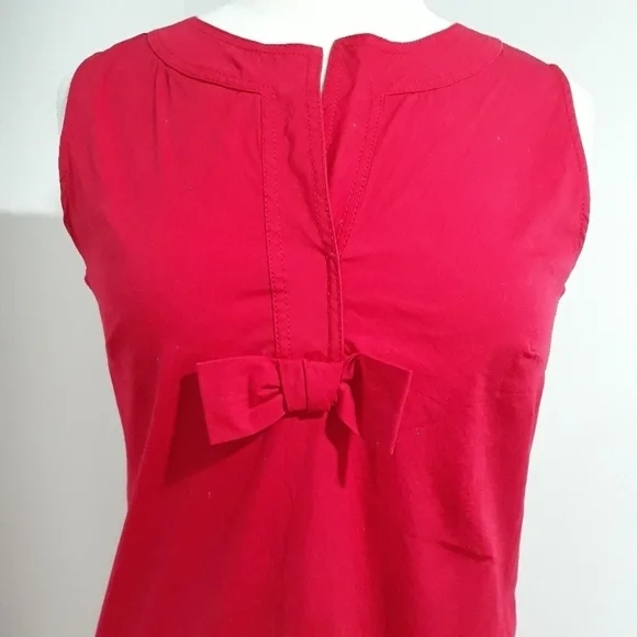 Talbots Cotton Sleeveless Back Zipper Red Dress Size 10 Petite - Picture 2 of 11